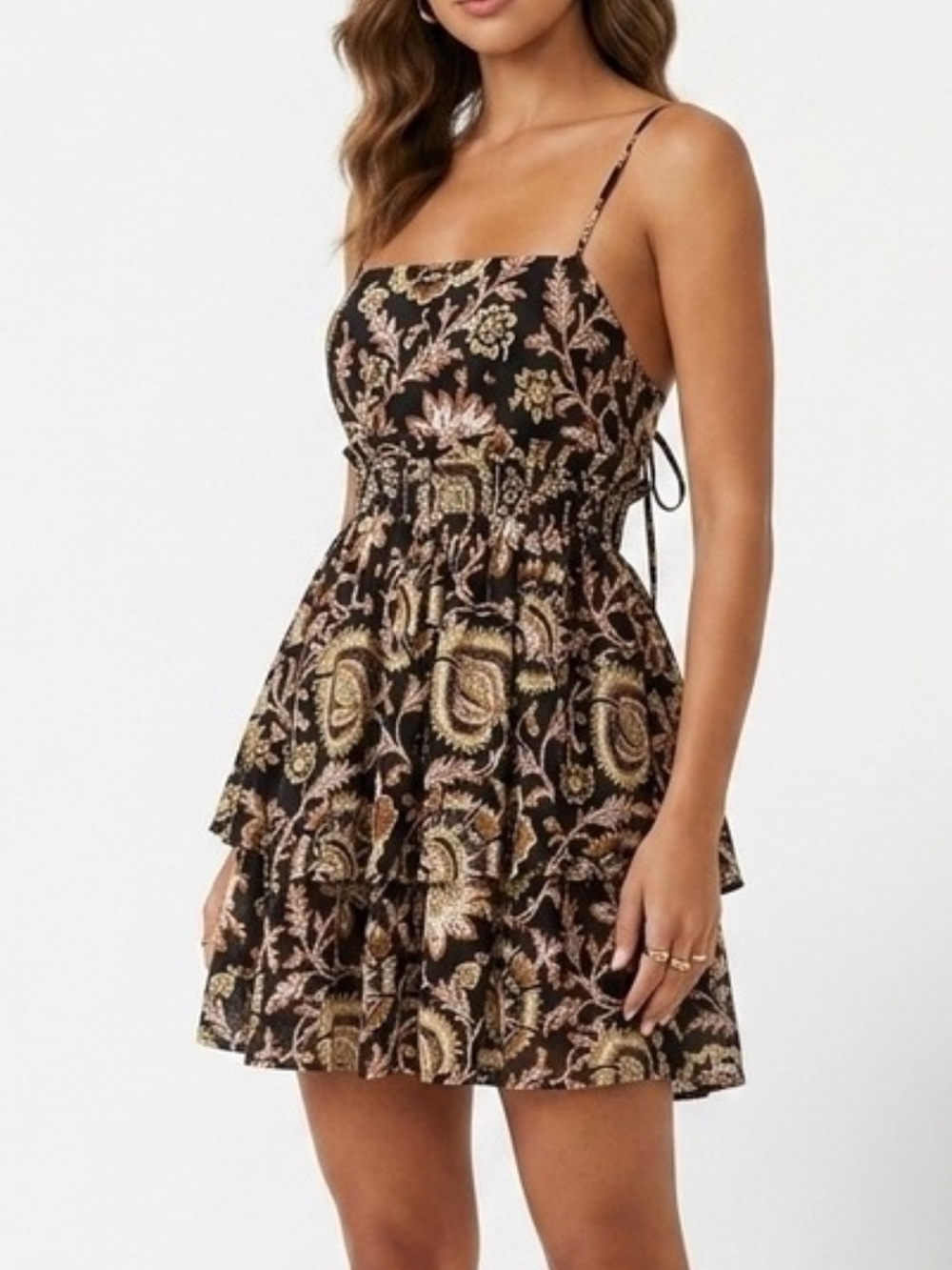 NWOT Anthropologie Celandine Straight-Neck Tiered Mini Dress